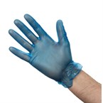 Guantes empolvados de vinilo azules Vogue (caja de 100)