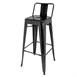 Taburete alto Bistro acero con respaldo negro Bolero