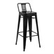 Taburete alto Bistro acero con respaldo negro Bolero