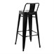 Taburete alto Bistro acero con respaldo negro Bolero