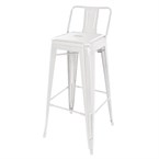 Taburete alto Bistro acero con respaldo blanco Bolero
