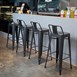 Taburete alto Bistro acero con respaldo Bolero