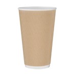 Vaso pared ondulada para bebidas calientes papel kraft Fiesta 455ml (Caja 25)