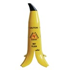 Señal de precaución suelo mojado plátano
