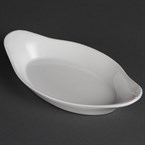 Fuentes ovaladas con asas Olympia blancas 230 x 130mm