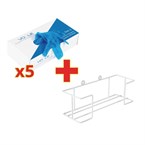 OFERTA ESPECIAL x5 Guantes de vinilo con polvo Vogue azules M y soporte GRATIS