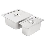 Juego cubetas Vogue acero inoxidable GN 1/3 y GN 2/3 150mm con tapas