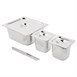 Juego cubetas Vogue acero inoxidable 2 x GN 1/6, 1 x GN 2/3 150mm con tapas y barra soporte