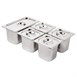 Juego cubetas Vogue acero inoxidable 1 x GN 1/3 4 x GN 1/6 150mm con tapas y barras soporte