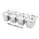 Juego 4 cubetas Vogue acero inoxidable GN 1/4 150mm con tapas y barra soporte