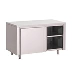 Armario bajo Gastro M acero inoxidable puertas deslizantes 1400mm
