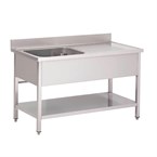 Fregadero acero inoxidable Gastro M con estante y peto 1200mm