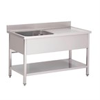 Fregadero acero inoxidable Gastro M con estante y peto 1400mm