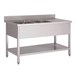 Fregadero doble acero inoxidable Gastro M con estante y peto 1600mm