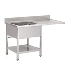 Fregadero acero inoxidable Gastro M con estante, peto y hueco lavavajillas 1200mm