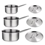 OFERTA ESPECIAL: juego de tres cazos Vogue de acero inoxidable y tapas