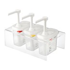 Juego 3 dispensadores de salsa Araven GN 1/9 traslúcidos