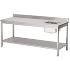 Mesa acero inoxidable Gastro M con fregadero y peto 1800(An)x700(F)x850(Al)mm