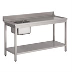Mesa aclarado Gastro M acero inoxidable peto estante fregadero izquierda 1000(An)x700(F)x850(Al)mm