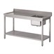 Mesa aclarado Gastro M acero inoxidable peto estante fregadero derecha 1400(An)x700(F)x850(Al)mm