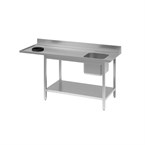 Mesa aclarado Gastro M acero inoxidable peto estante fregadero derecha orificio desbarasado 1000 x 700mm