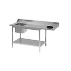Mesa aclarado Gastro M acero inoxidable peto estante fregadero izquierda orificio desbarasado 1400(An)x700(F)x850(Al)mm