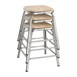 Taburete bajo Bolero acero galvanizado asiento madera (Juego 4)