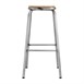 Taburete alto Bolero acero metalizado y asiento de madera (Juego 4)