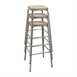 Taburete alto Bolero acero metalizado y asiento de madera (Juego 4)