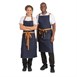 Delantal azul vaquero Southside Bistro con cordones color bronceado