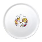 Plato para pizza de 310mm de porcelana Saturnia con decoración de chef