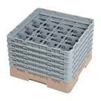 Bandeja Cambro Cam de 16 compartimentos de vidrio color beige de altura máxima de 298mm