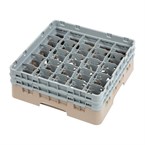 Bandeja Cambro Cam de 25 compartimentos de vidrio color beige de altura máxima de 133mm