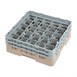 Bandeja Cambro Cam de 25 compartimentos de vidrio color beige de altura máxima de 133mm