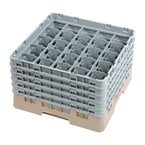 Bandeja Cambro Cam de 25 compartimentos de vidrio color beige de altura máxima de 257mm