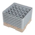 Bandeja Cambro Cam de 25 compartimentos de vidrio color beige de altura máxima de 298mm
