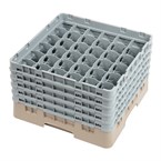 Bandeja Cambro Cam de 36 compartimentos de vidrio color beige de altura máxima de 257mm