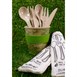 Juego cubertería de cáscara de arroz reutilizable - Cuchillo, tenedor, cuchara en bolsa de yute.