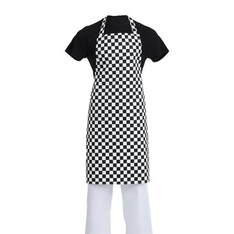 Delantal con peto Whites a cuadros negros y blancos