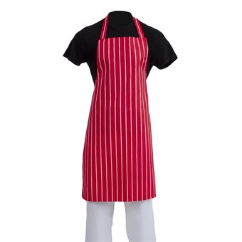Delantal con peto Whites a rayas rojo y blanco