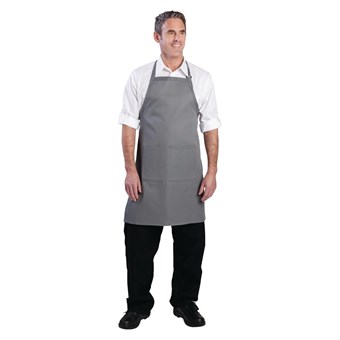 Delantal con peto Chef Works cuello ajustable gris