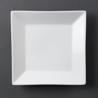 Plato cuadrado con borde ancho blanco Olympia
