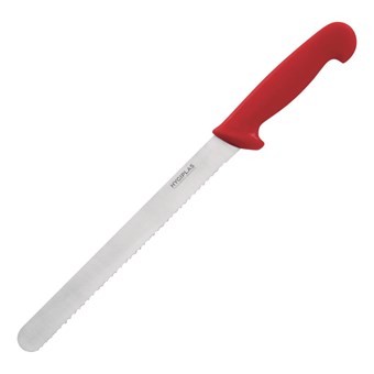 Cuchillo rebanador con hoja dentada Hygiplas 25,5cm rojo