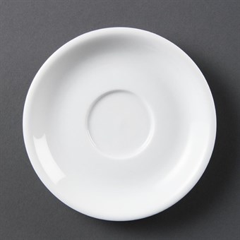 Platos de taza de capuchino blancos Olympia