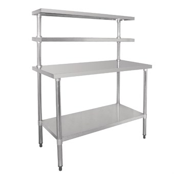 Mesa de acero inox con estantes Vogue 1800mm