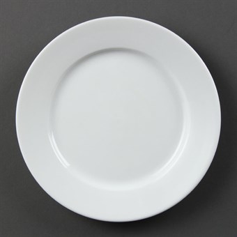 Platos llanos borde ancho Olympia blancos 202mm