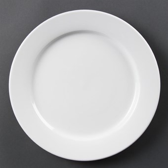 Platos llanos borde ancho Olympia blancos 280mm