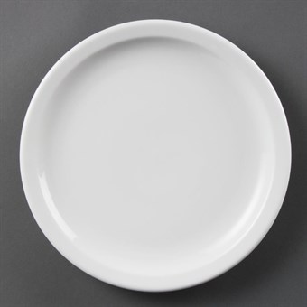 Platos llanos borde estrecho Olympia blancos 230mm