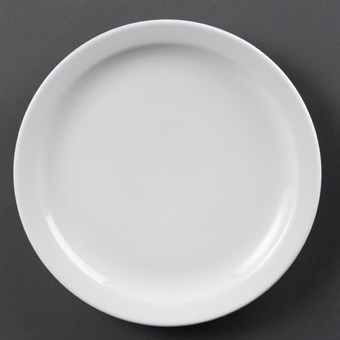Platos llanos borde estrecho Olympia blancos 250mm