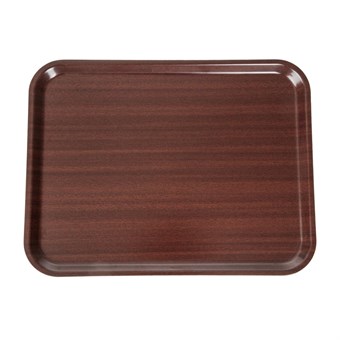 Bandeja laminada Cambro de cafetería caoba